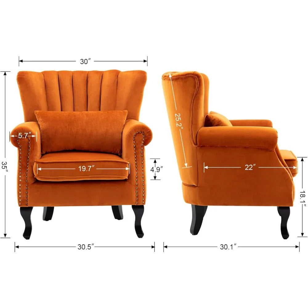 Comfortable Single Sofa with Channel Back and Pillow
