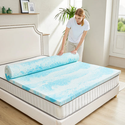 Memory Foam Mattress Topper Thick Gel, Cooling, Soft and Breathable