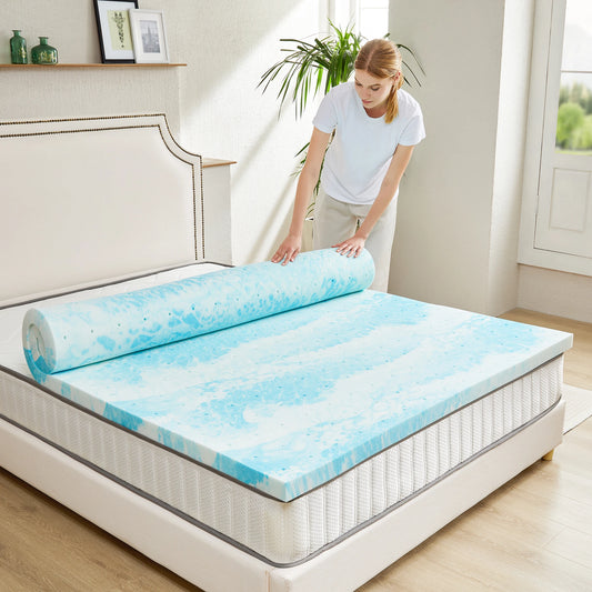 Memory Foam Mattress Topper Thick Gel, Cooling, Soft and Breathable