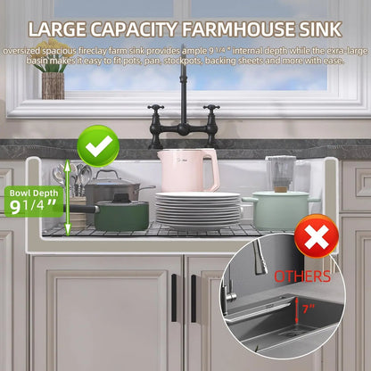 30-Inch White Farmhouse Kitchen Sink with Apron Front, Single Bowl, and Modern Accessories