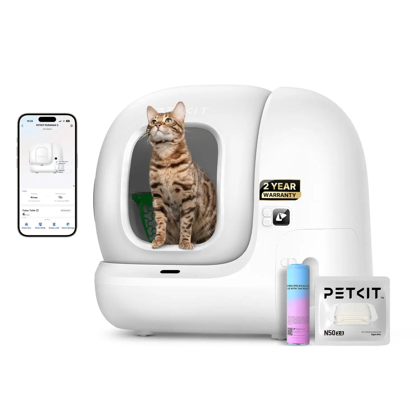 Automatic Self-Cleaning Cat Litter Box, App Control with Safety Sensors, Odor Free
