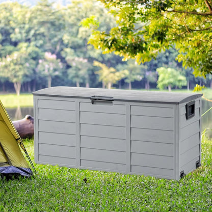 Outdoor Storage Box 75 Gallon with Wheels, Lockable Deck Box for