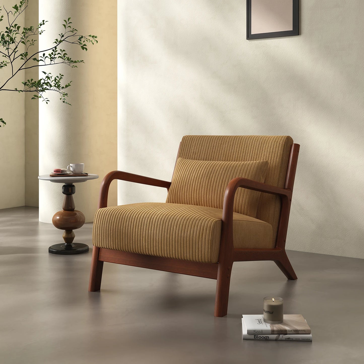 Accent Chair, with Solid Wood Frame