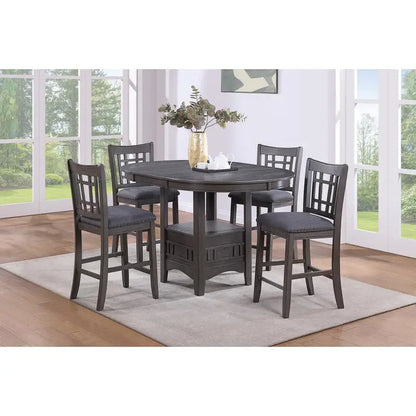 Counter Height Dining Set, Round Table with 4 Side Chairs