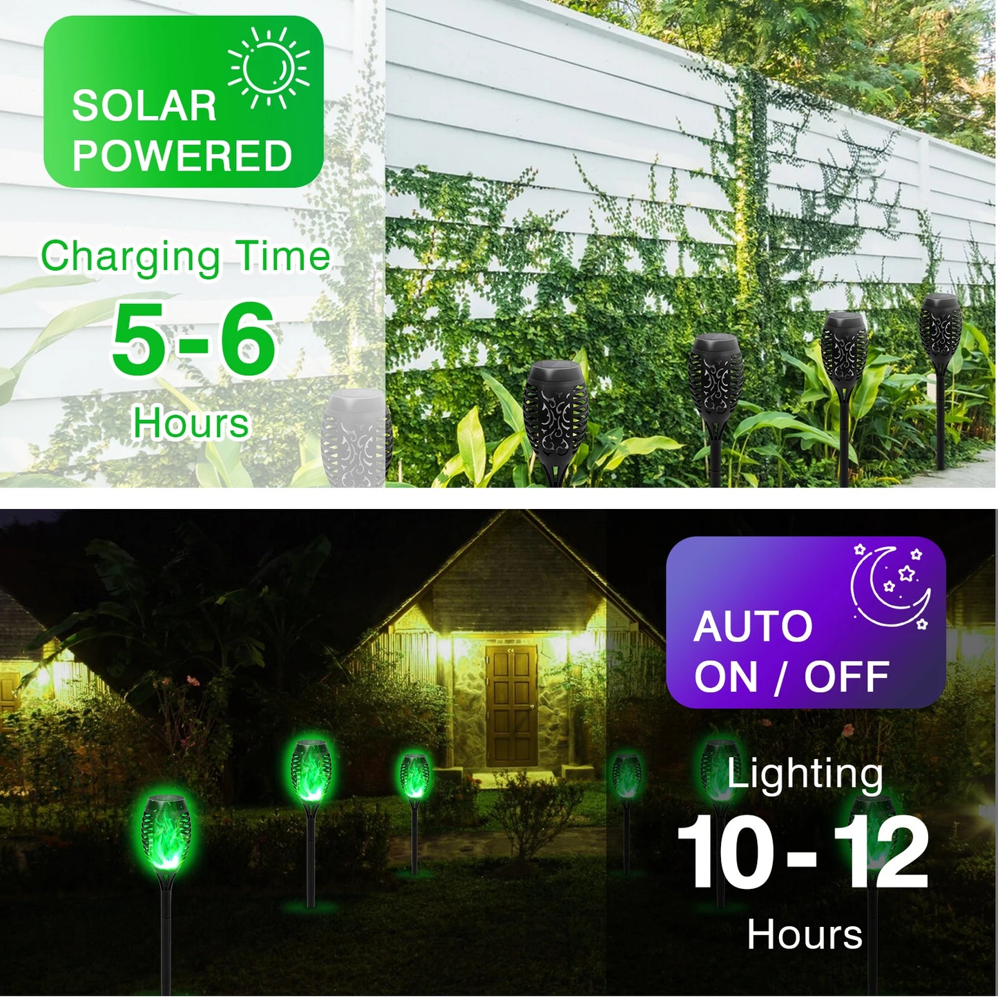 Solar Flame Torch Light LED Flickering Outdoor Night Lamp