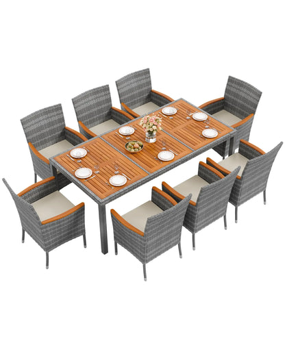Patio Dining Set Acacia Wood Table Wicker Patio Chairs