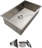 30-Inch Kitchen Sink, Stainless Steel Single Bowl with Brushed Finish and Drain Kit