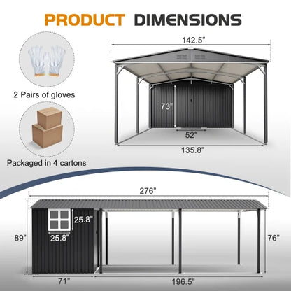 Metal Carport Storage Shed
