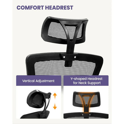Office Desk Chair High Back Mesh Chair, Adjustable Arms & Lumbar