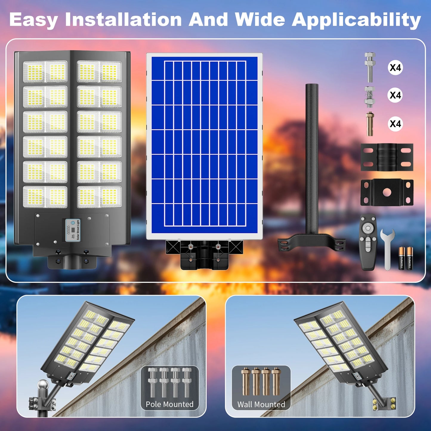 Solar street lights, with motion sensors.
