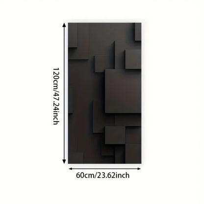 solid wood black abstract geometric mural canvas