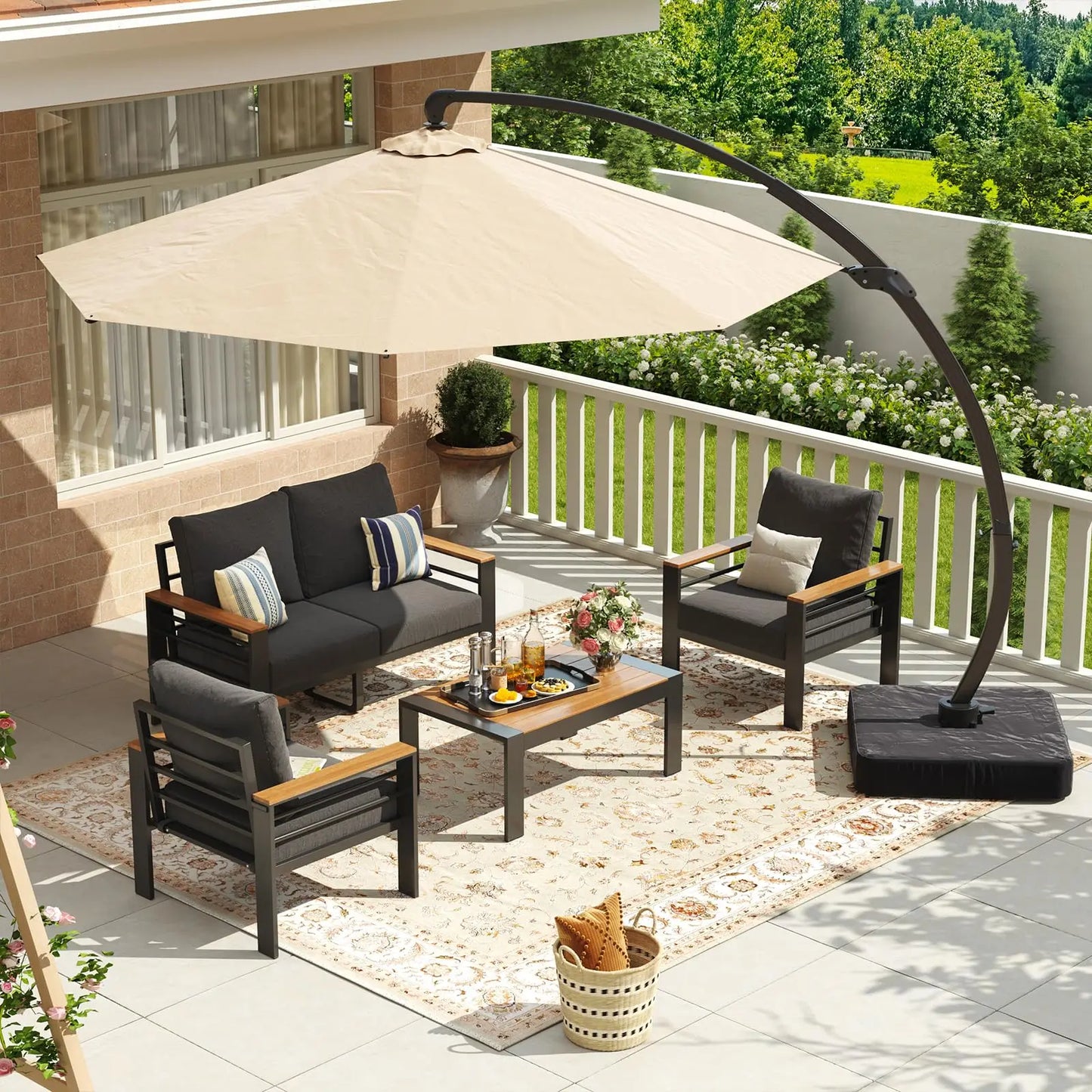 Patio Furniture Set Oversized Outdoor Sectional with, Coffee Table