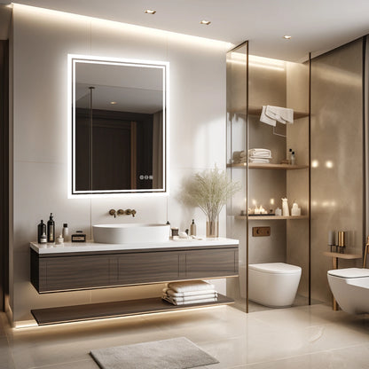 Mirror with Lights, Anti-Fog, & Dimmable