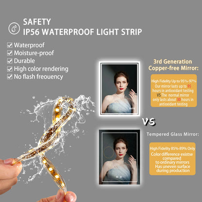 Mirror with Lights, Anti-Fog, & Dimmable