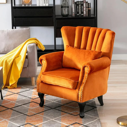 Comfortable Single Sofa with Channel Back and Pillow