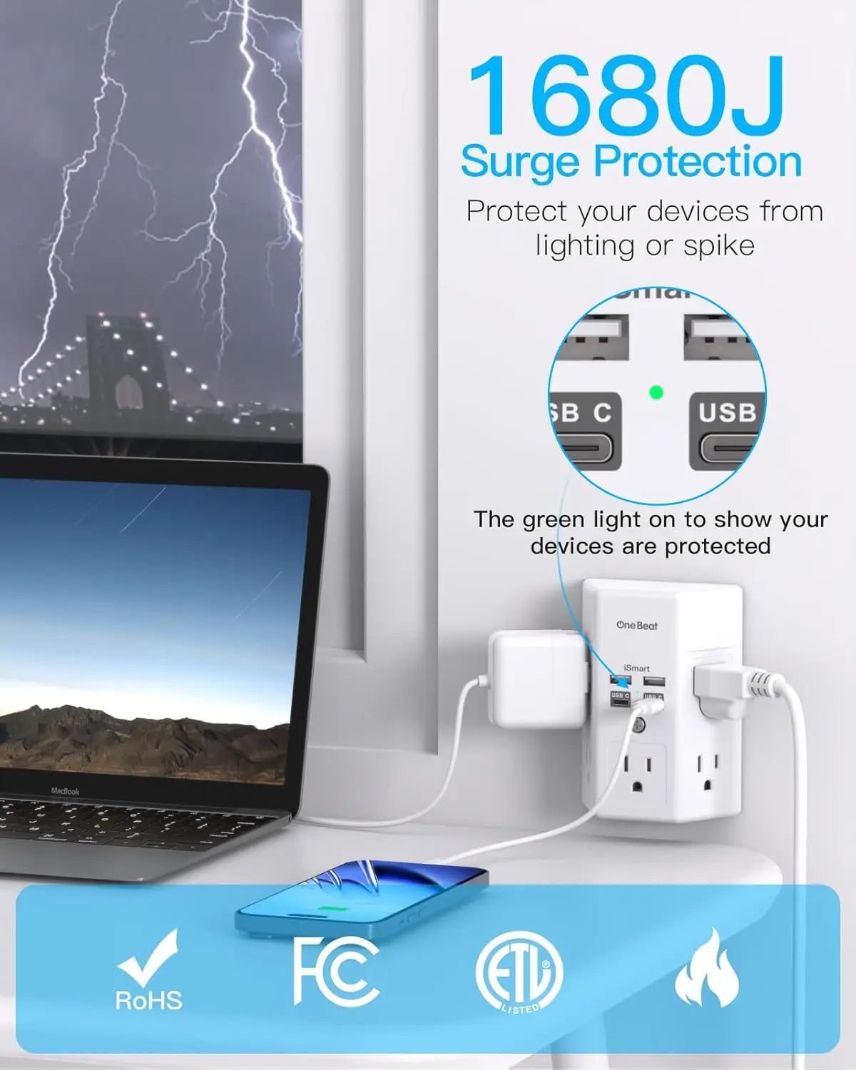 Power Strip with, Surge Protector