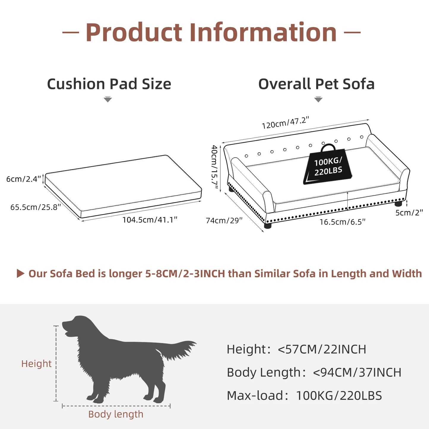 Pet Sofa Bed: Waterproof with Removable Cushion