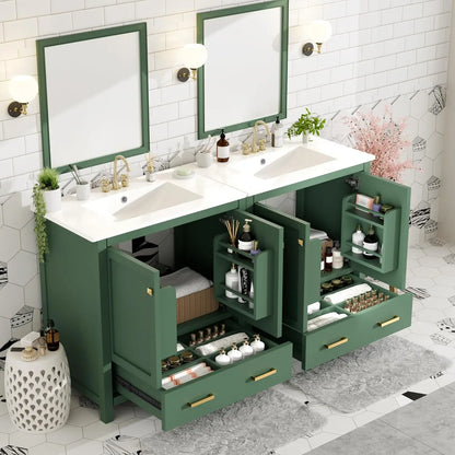 Double Sink Bathroom Vanity Solid Wood