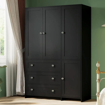 71" Wooden Armoire with Drawers Mirror