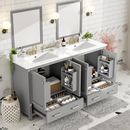Double Sink Bathroom Vanity Solid Wood