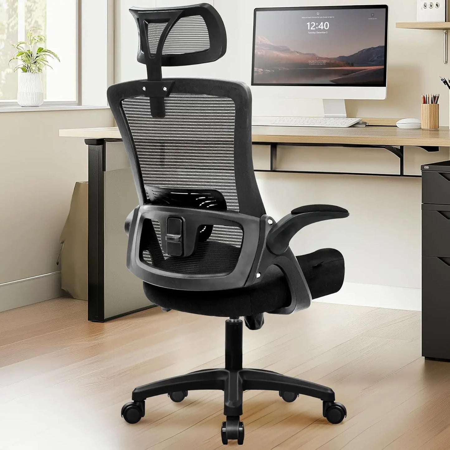 Office Desk Chair High Back Mesh Chair, Adjustable Arms & Lumbar