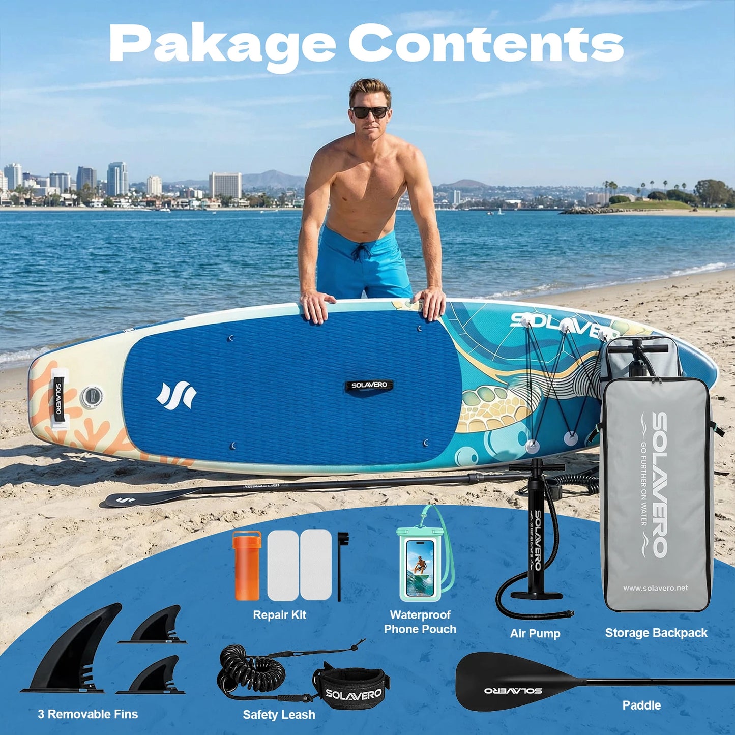 Inflatable Paddle Board with Premium Accessories, Suitable for Sea or Lake