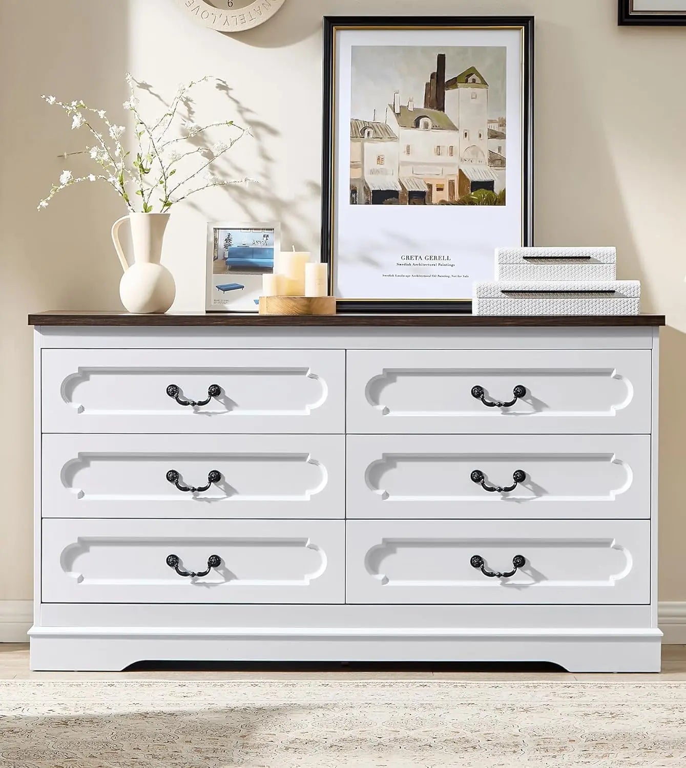 Cherry Wood Chest of Drawers, Rustic Wide Drawers