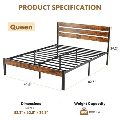 Metal Platform Bed Frame No Box Spring