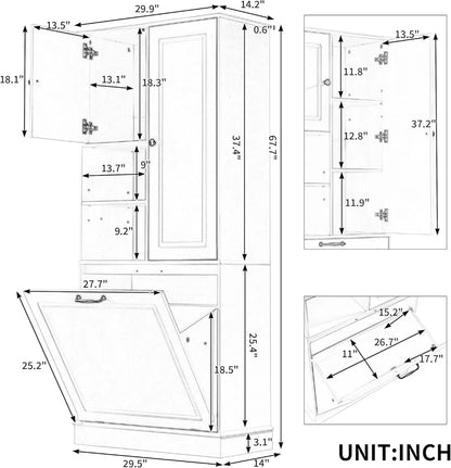 Laundry Hamper Cabinet with Adjustable Shelf
