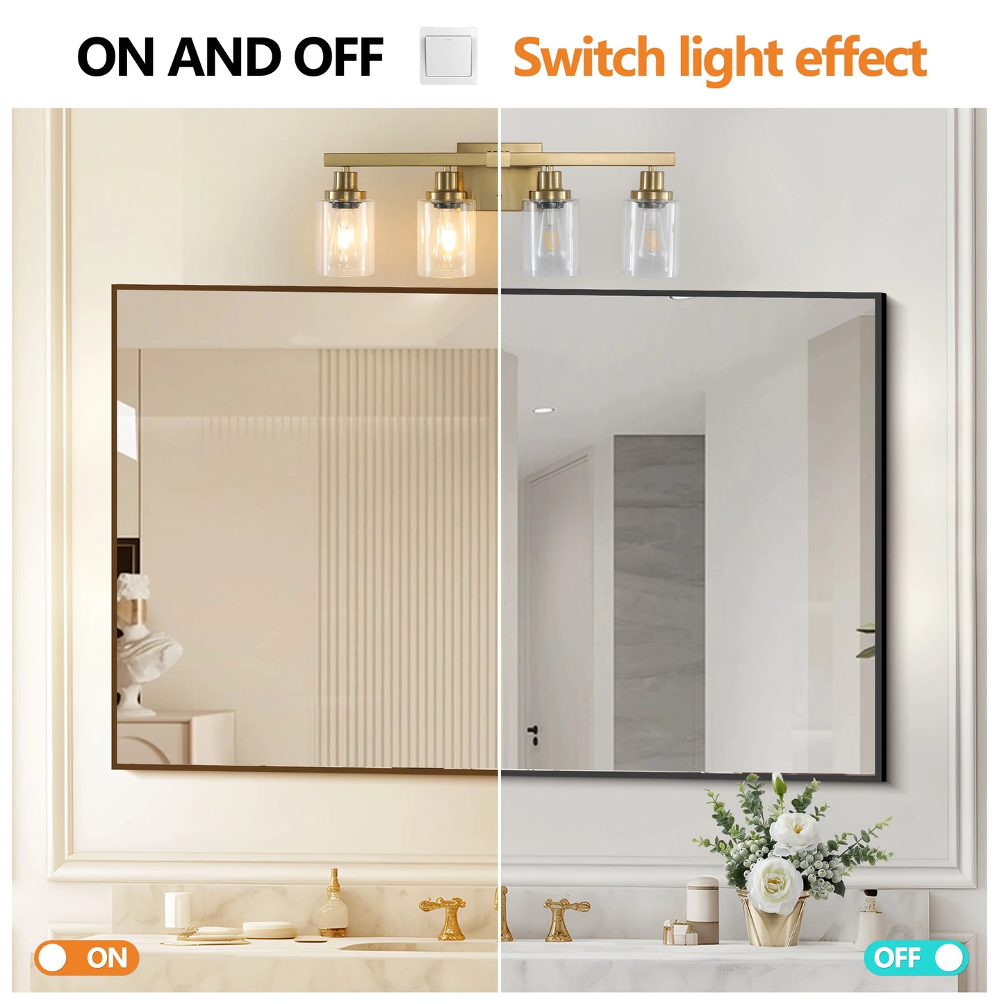4-Light Vanity Light with Clear Glass Shades(No Bulbs)
