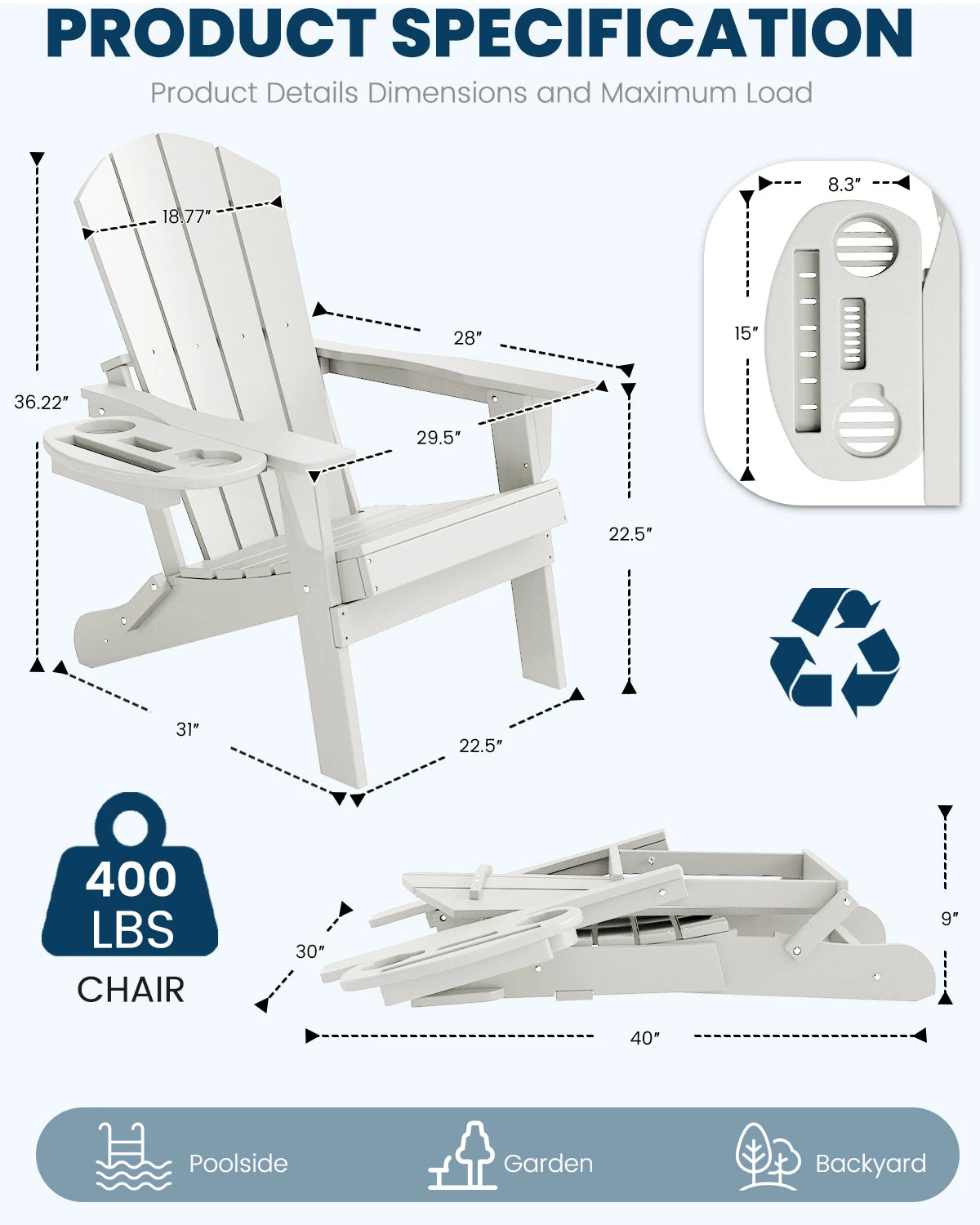 Folding Adirondack Chair Weather Resistant