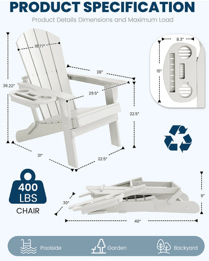 Folding Adirondack Chair Weather Resistant