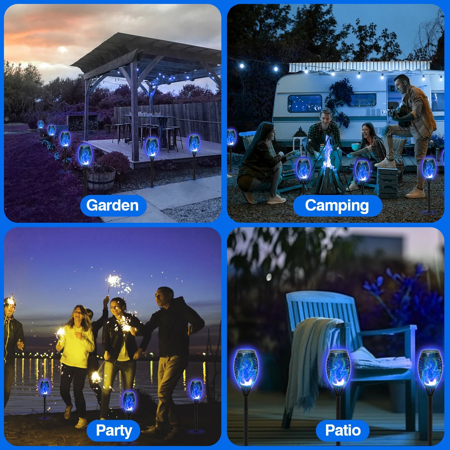 Solar Flame Torch Light LED Flickering Outdoor Night Lamp