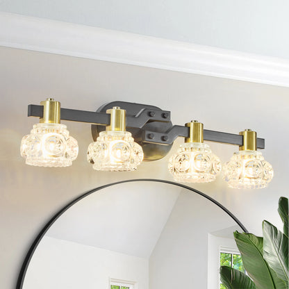 4-Light Wall Sconce with Clear Crystal Shades(No Bulbs)