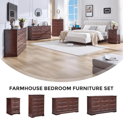 Cherry Wood Chest of Drawers, Rustic Wide Drawers