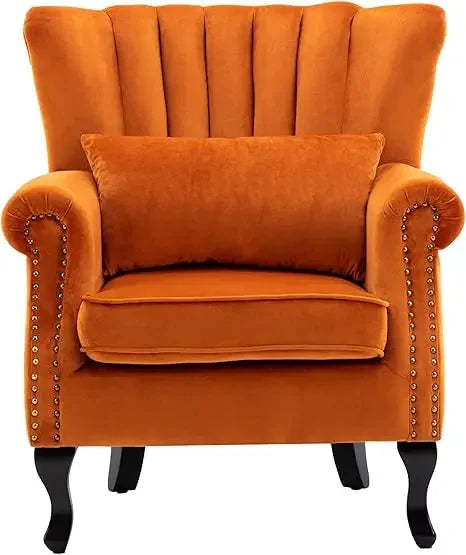 Comfortable Single Sofa with Channel Back and Pillow