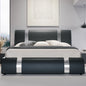 Low Profile Platform Bed with Height-Adjustable Headboard Faux Leather