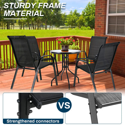 4PCS Garden Chairs Steel-iron+Teslin Fabric Folding High Back Balcony Chair Camping Chair Outdoor Seating Group Load 150kg Black