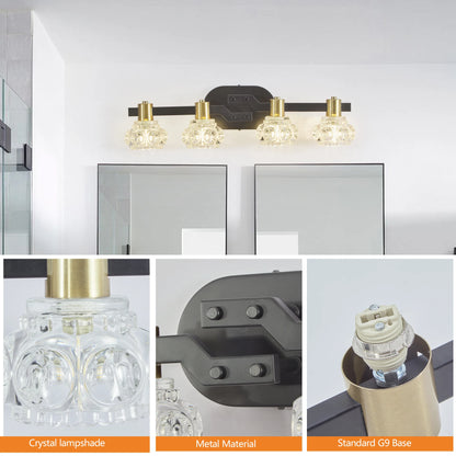4-Light Wall Sconce with Clear Crystal Shades(No Bulbs)