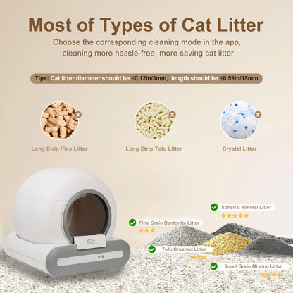 Self-Cleaning Cat Litter Box App Control, w/Litter Mat&Trash Bags,