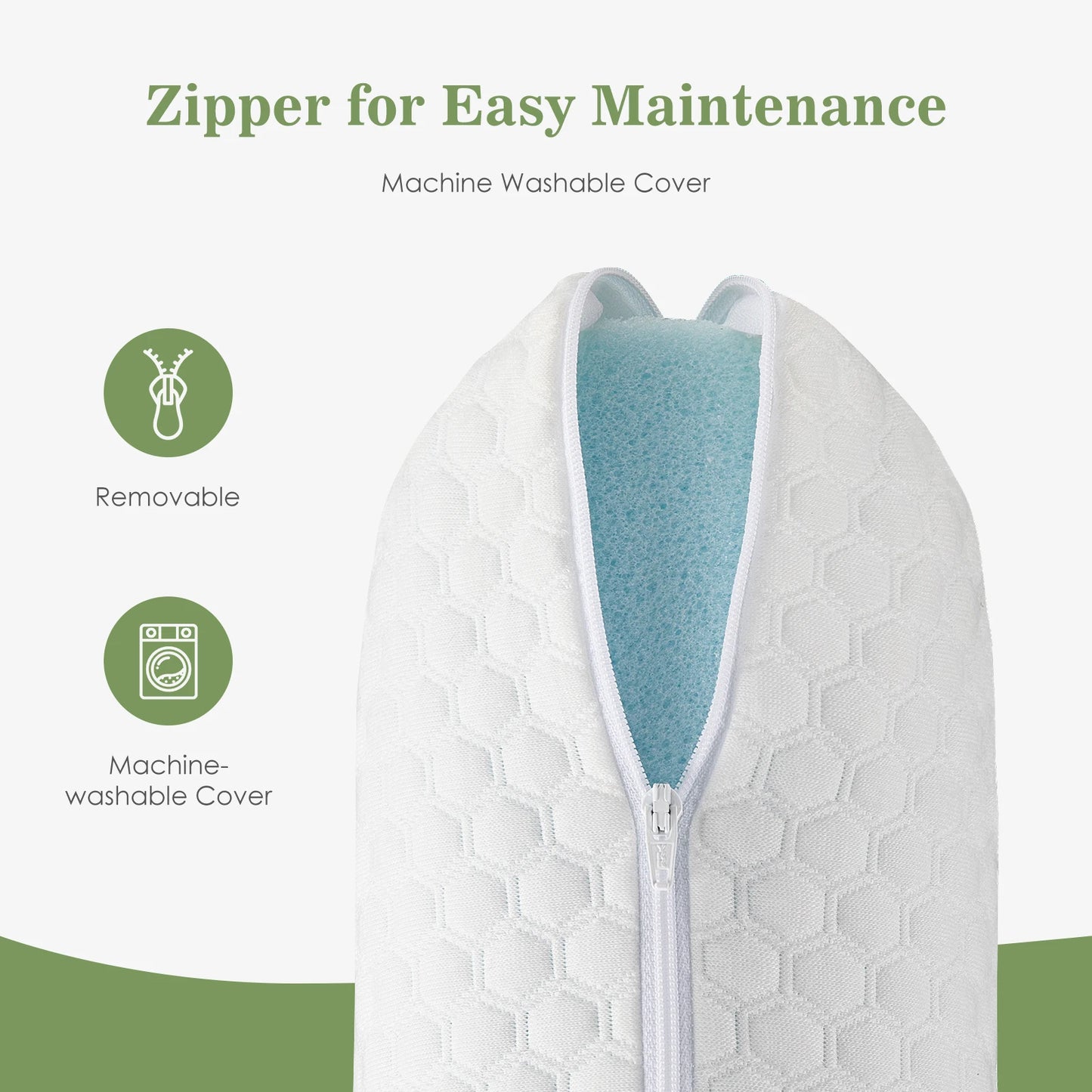 Memory Foam Pillows Standard Size, Ventilated Cooling, & Removable Washable Cover