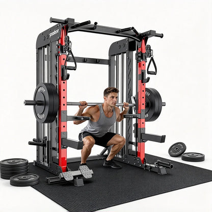 Power Cage Smith Machine with 2000LB Squat Rack Cable System