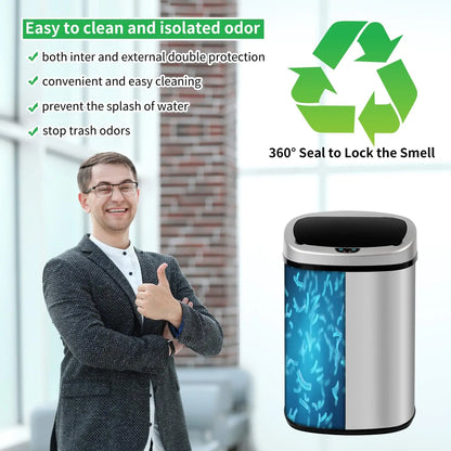 Kitchen Trash Can, Stainless Steel, Touch free Motion Sensor