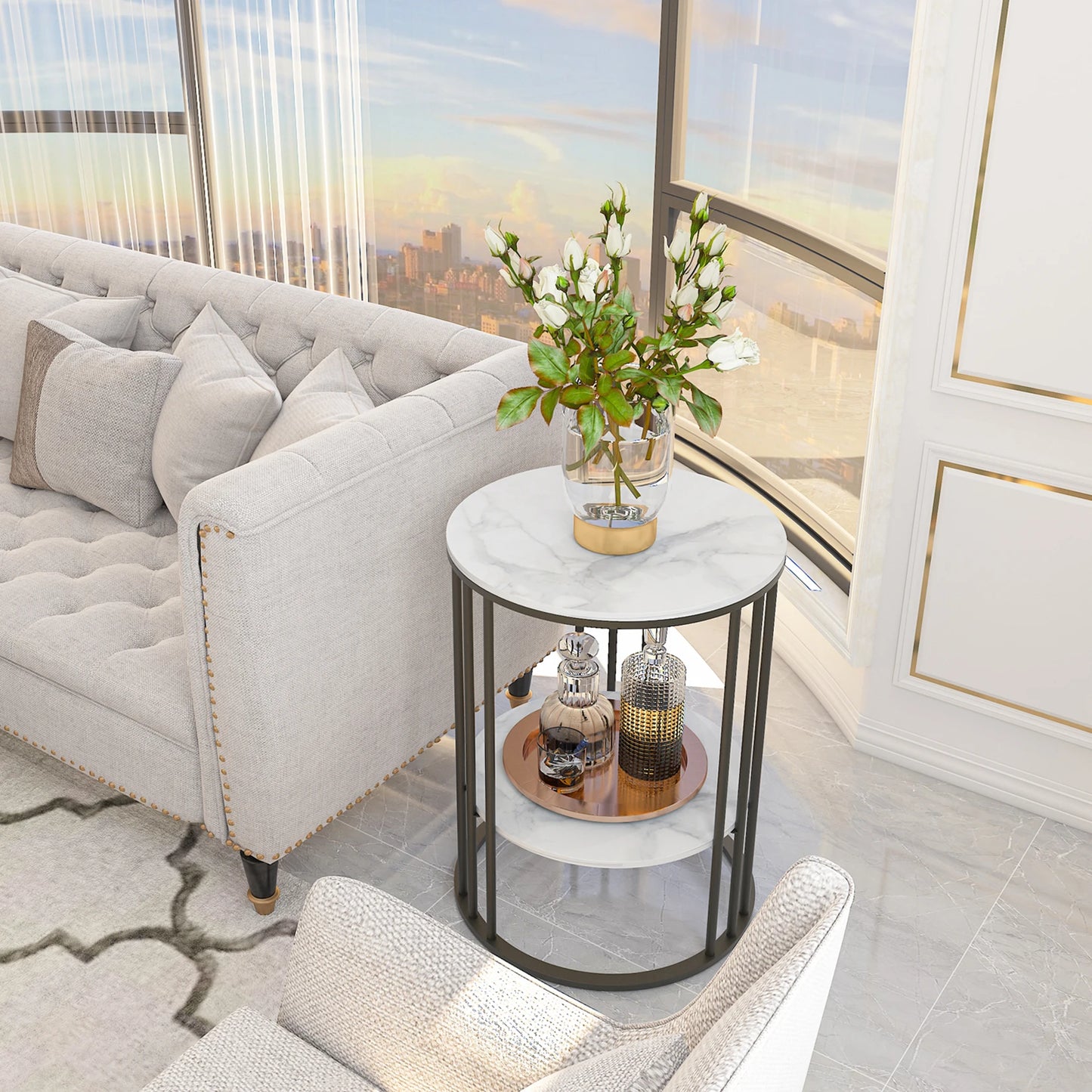Side Table, Metal Frame