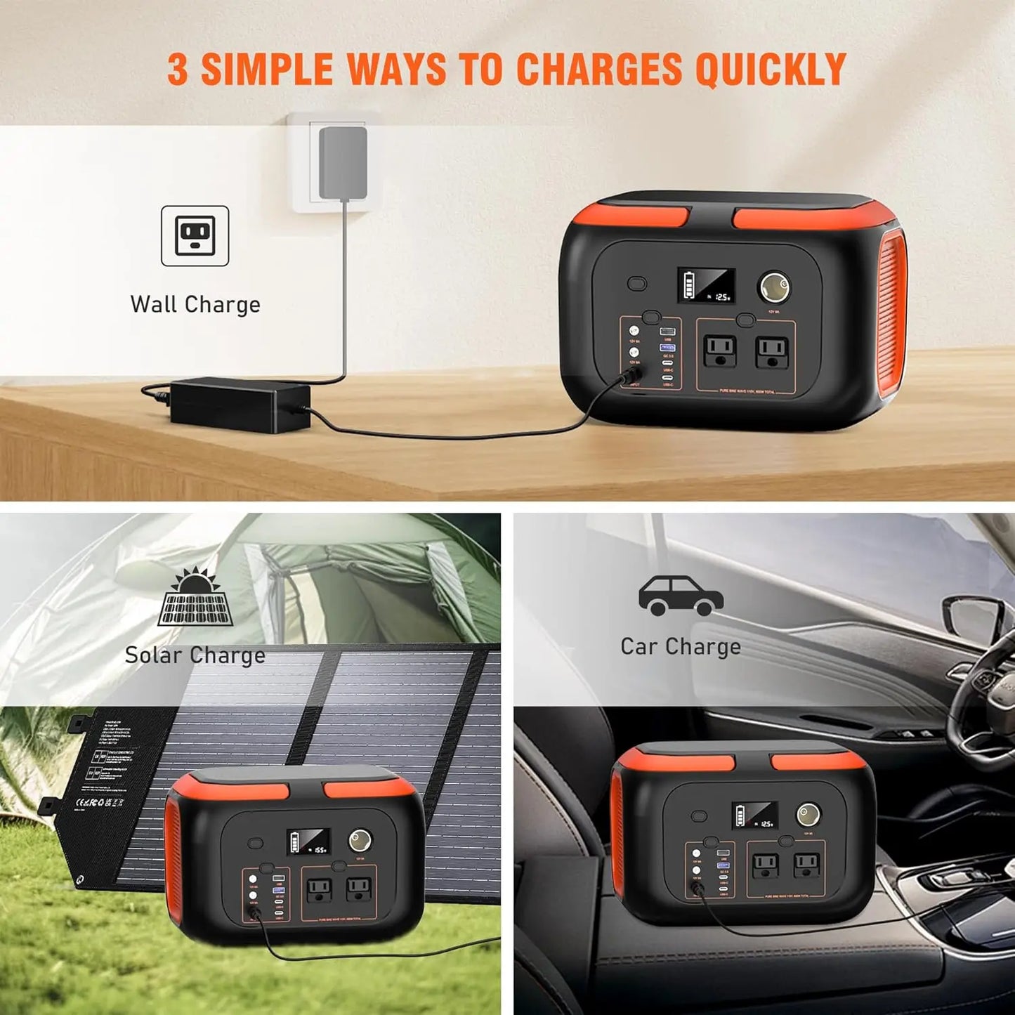 Portable Power Station, Solar Storage Power Bank For Camping Travel RV Home