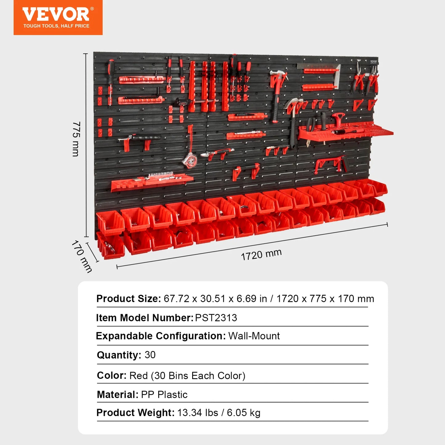 Parts Rack Organizer, with Wall Panels Hooks