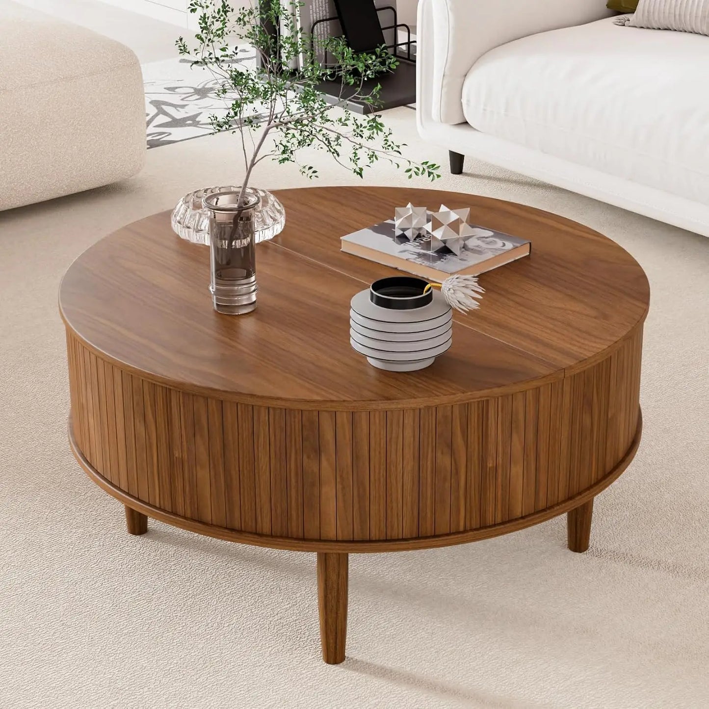 Round Lift Top Coffee Table with Storage