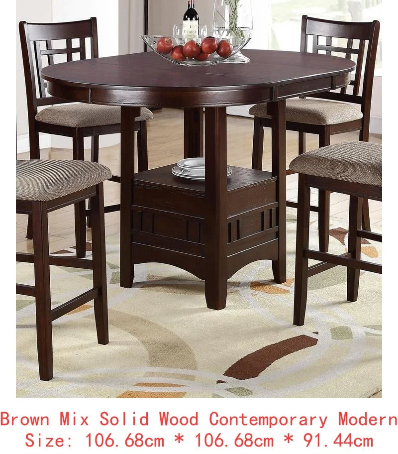 Counter Height Dining Set, Round Table with 4 Side Chairs