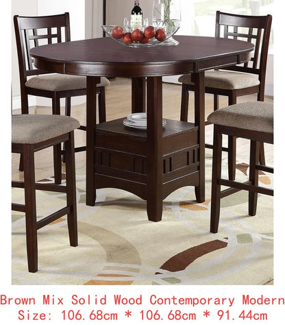 Counter Height Dining Set, Round Table with 4 Side Chairs