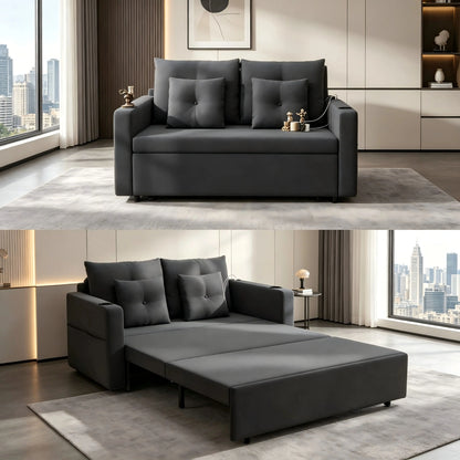 Sleeper Sofa Loveseat, Pull Out Couch with Cup Holder & USB Function